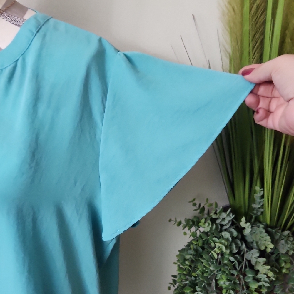 Maurices Atwood Flutter Sleeve Teal Blouse - Picture 5 of 11